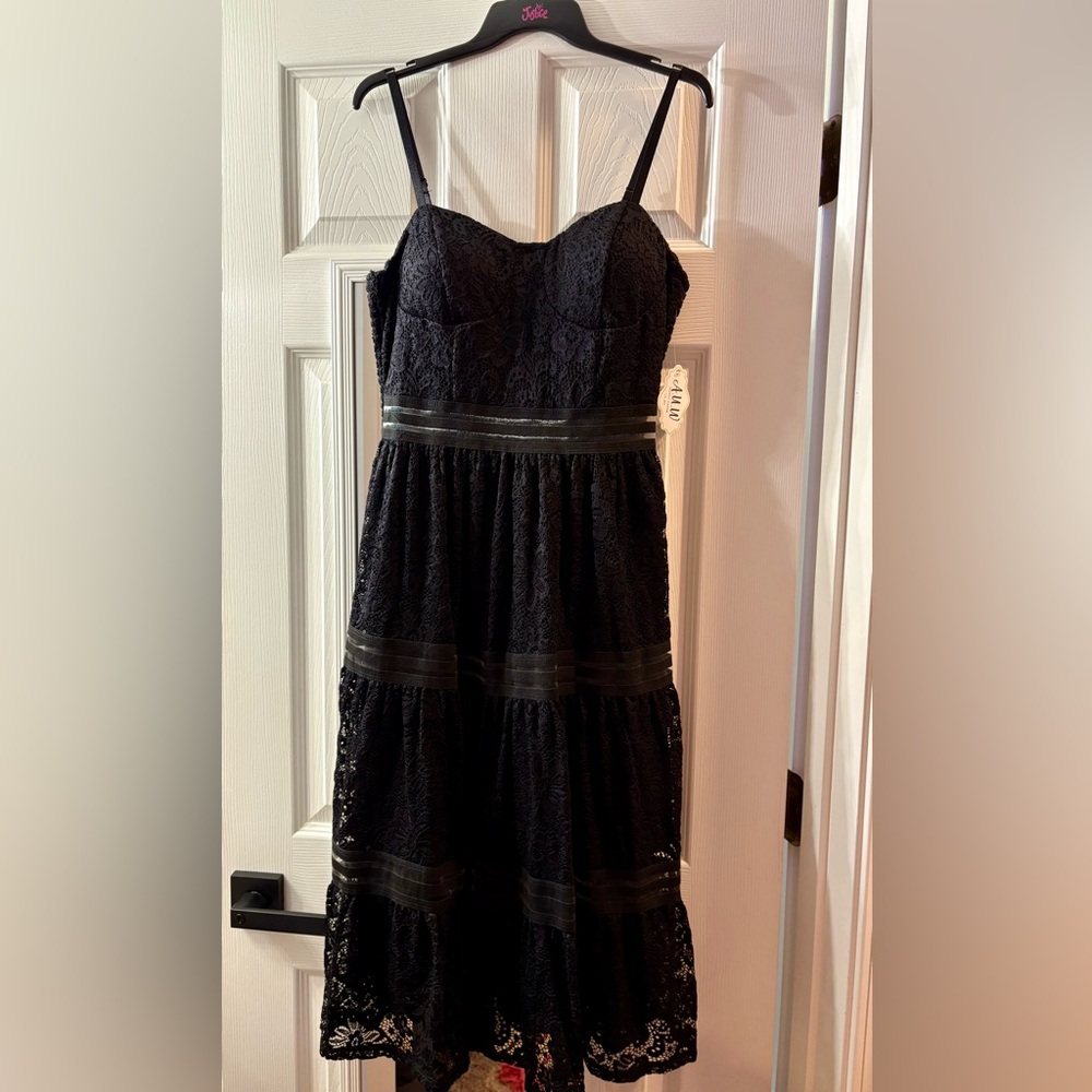 Nwt Black Spaghetti Strap Lace Dress